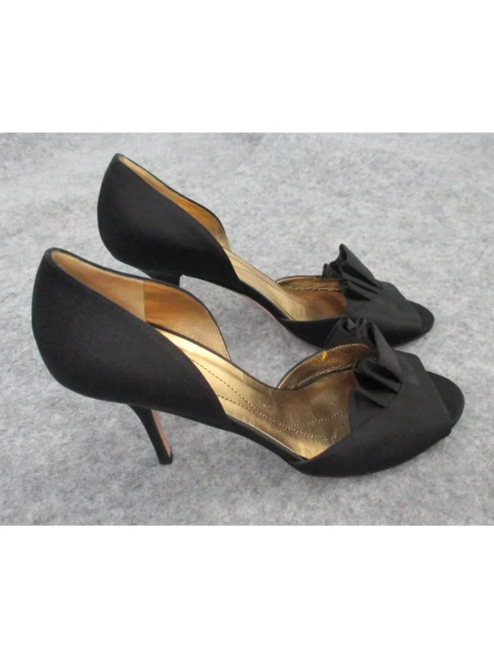 Kate Spade New York Womens Heels Size 10B Black Satin Chrisette Peep Toe